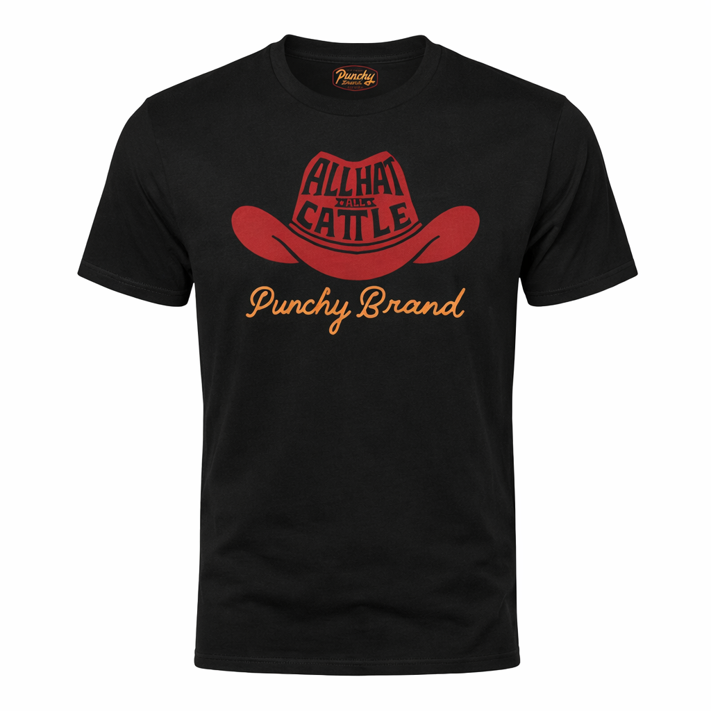 Punchy Brand™ “All Hat All Cattle” Tee – Black