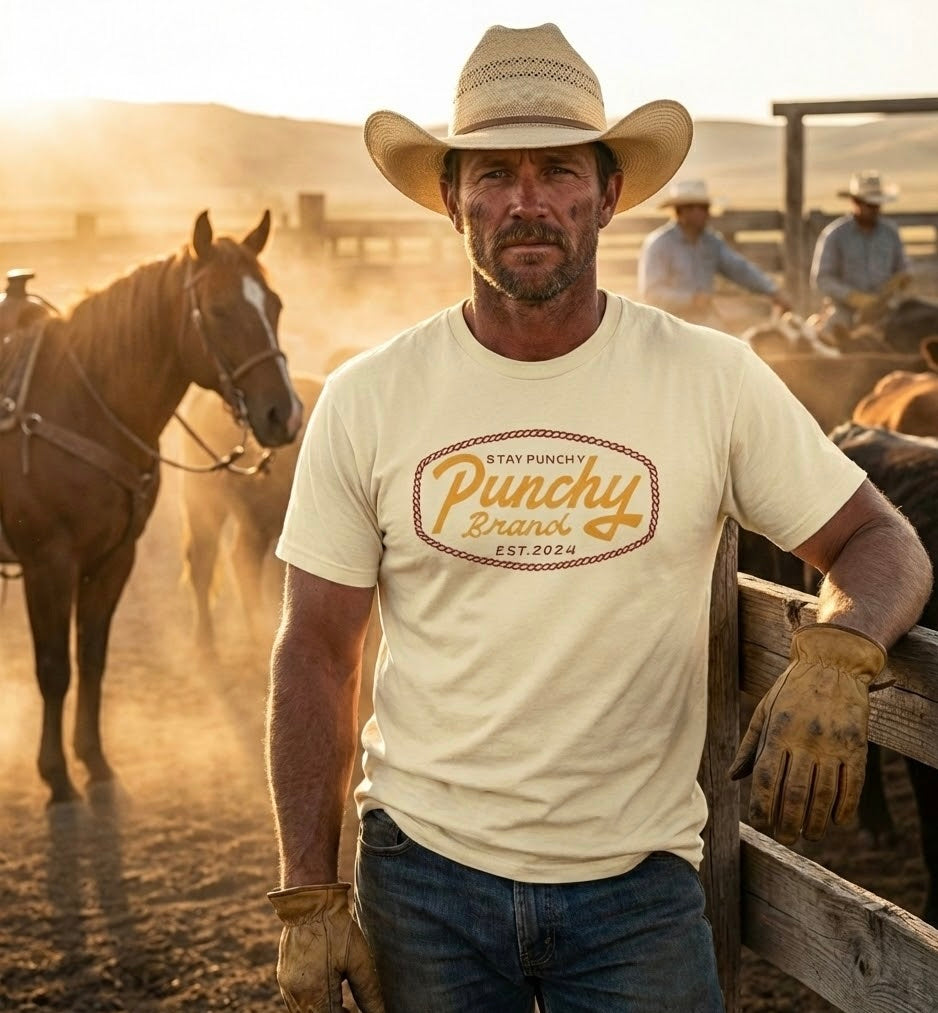 Stay Punchy Rope Logo Tee – Natural