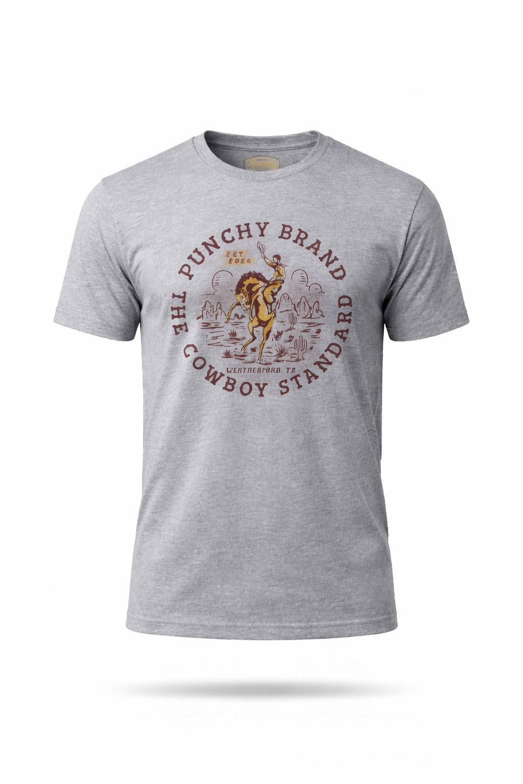 Punchy Brand Cowboy Standard Bronc Tee – Heather Grey